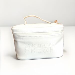FarmHouse Fresh Makeup Bag Cosmetic Train Case White Vegan Leather Travel